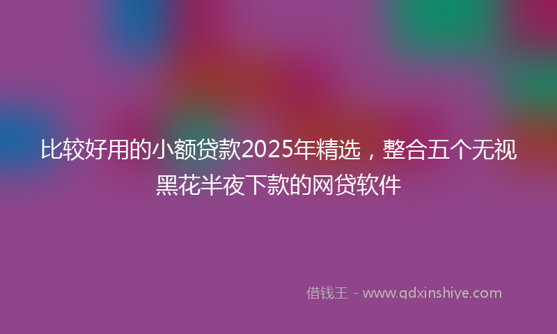 比较好用的小额贷款2025年精选，整合五个无视黑花半夜下款的网贷软件