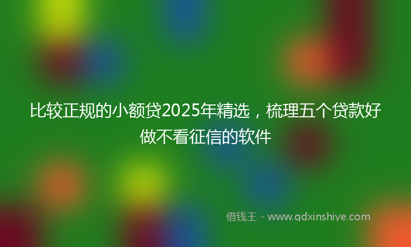 比较正规的小额贷2025年精选，梳理五个贷款好做不看征信的软件