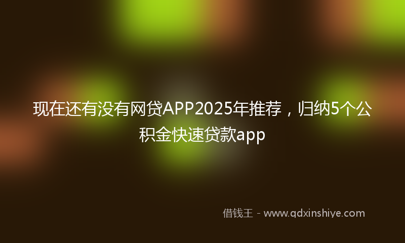 现在还有没有网贷APP2025年推荐，归纳5个公积金快速贷款app