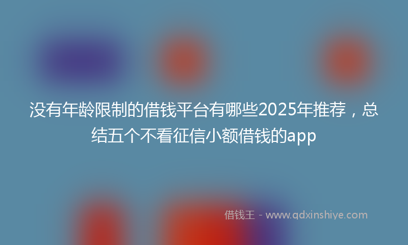 没有年龄限制的借钱平台有哪些2025年推荐，总结五个不看征信小额借钱的app