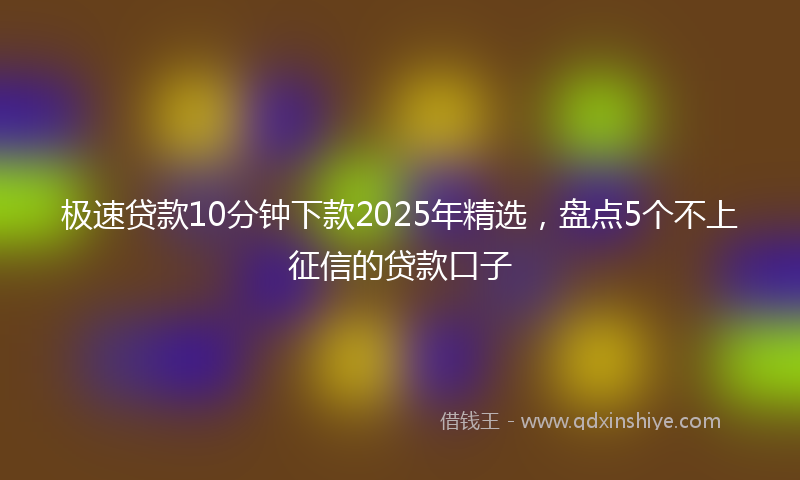 极速贷款10分钟下款2025年精选，盘点5个不上征信的贷款口子