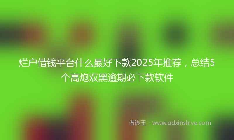 烂户借钱平台什么最好下款2025年推荐，总结5个高炮双黑逾期必下款软件