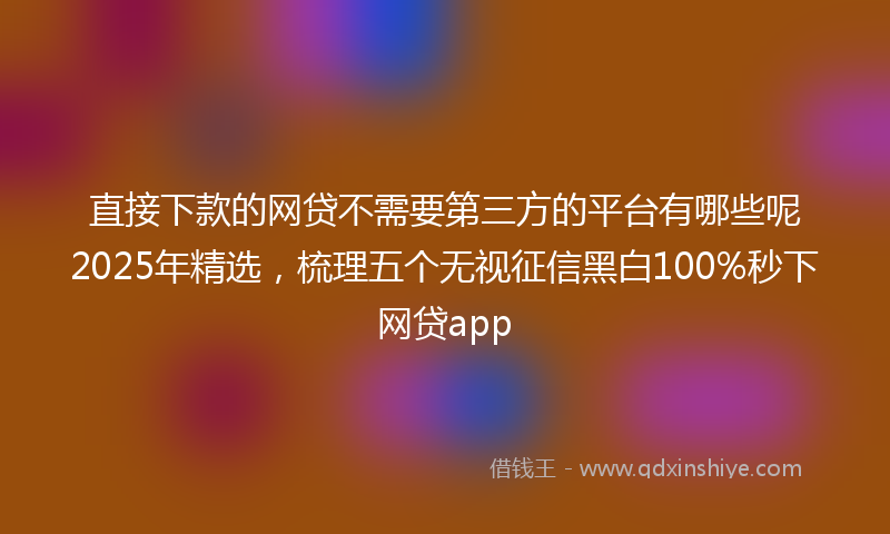 直接下款的网贷不需要第三方的平台有哪些呢2025年精选，梳理五个无视征信黑白100%秒下网贷app