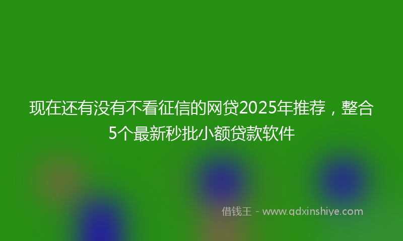 现在还有没有不看征信的网贷2025年推荐,整合5个最新秒批小额贷款软件