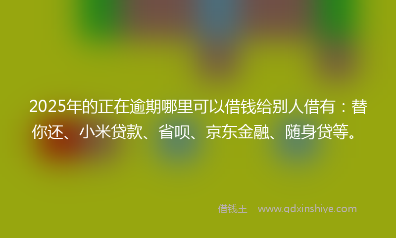 2025年的正在逾期哪里可以借钱给别人借有：替你还、小米贷款、省呗、京东金融、随身贷等。