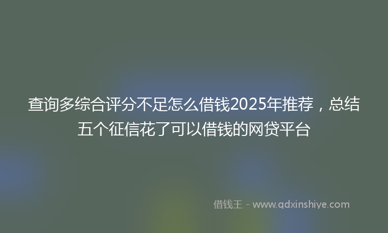 查询多综合评分不足怎么借钱2025年推荐，总结五个征信花了可以借钱的网贷平台
