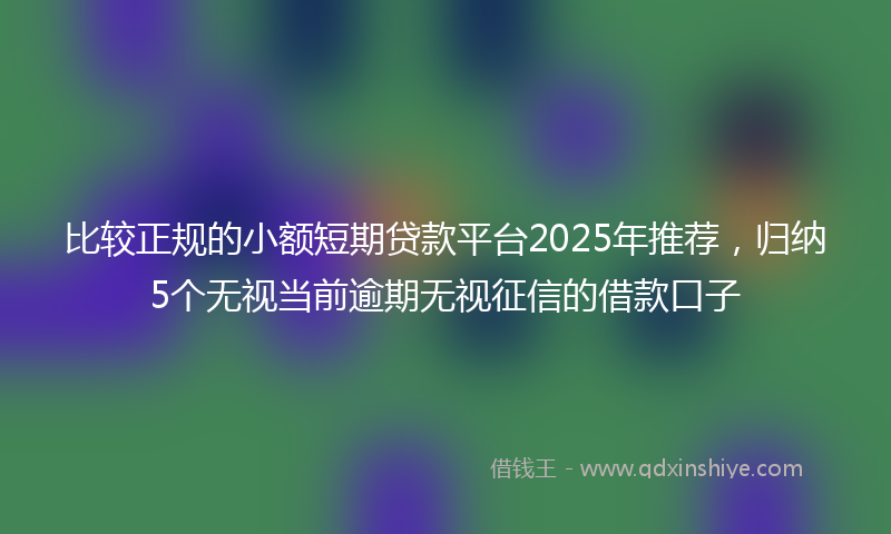 比较正规的小额短期贷款平台2025年推荐，归纳5个无视当前逾期无视征信的借款口子