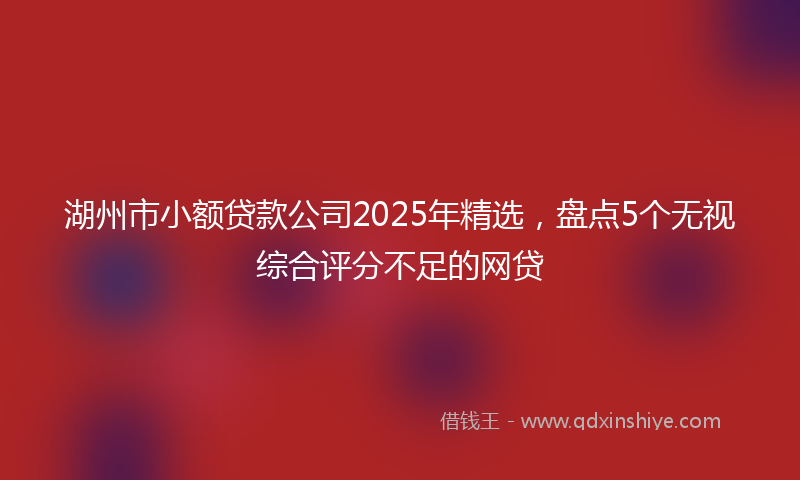 湖州市小额贷款公司2025年精选，盘点5个无视综合评分不足的网贷