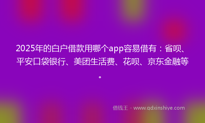 2025年的白户借款用哪个app容易借有：省呗、平安口袋银行、美团生活费、花呗、京东金融等。