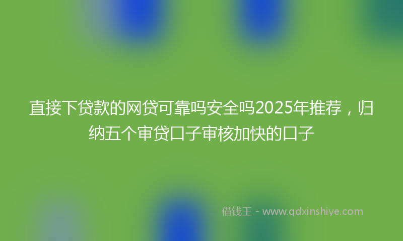 直接下贷款的网贷可靠吗安全吗2025年推荐，归纳五个审贷口子审核加快的口子