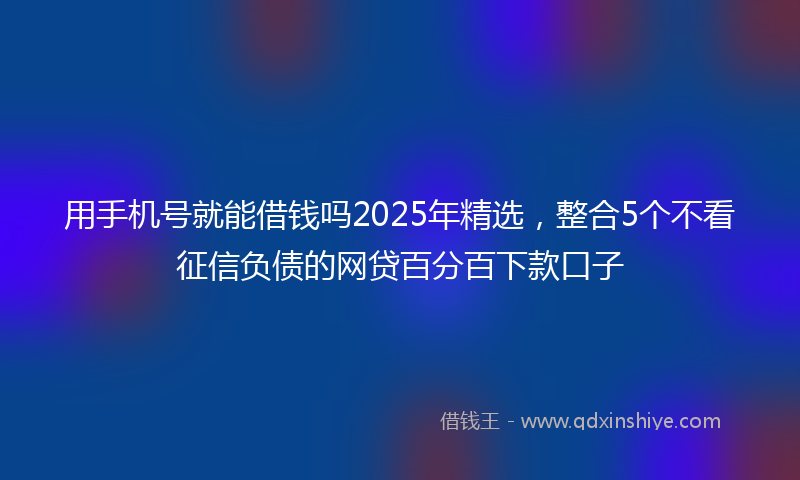 用手机号就能借钱吗2025年精选，整合5个不看征信负债的网贷百分百下款口子