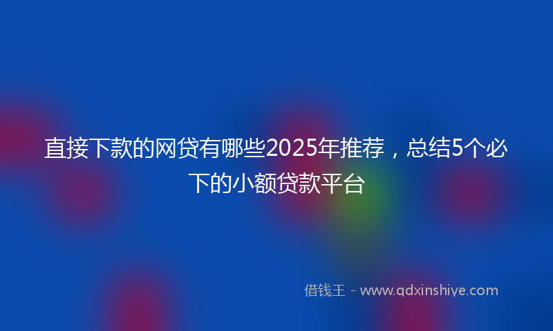 直接下款的网贷有哪些2025年推荐，总结5个必下的小额贷款平台
