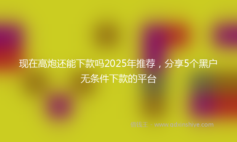 现在高炮还能下款吗2025年推荐，分享5个黑户无条件下款的平台