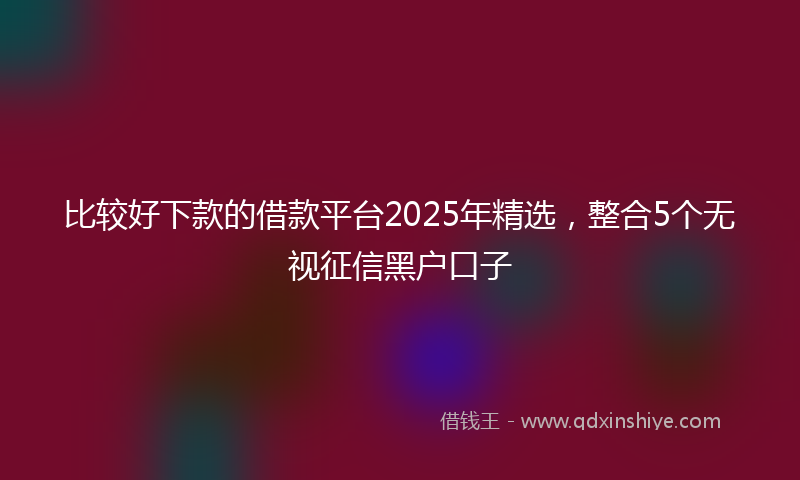 比较好下款的借款平台2025年精选，整合5个无视征信黑户口子