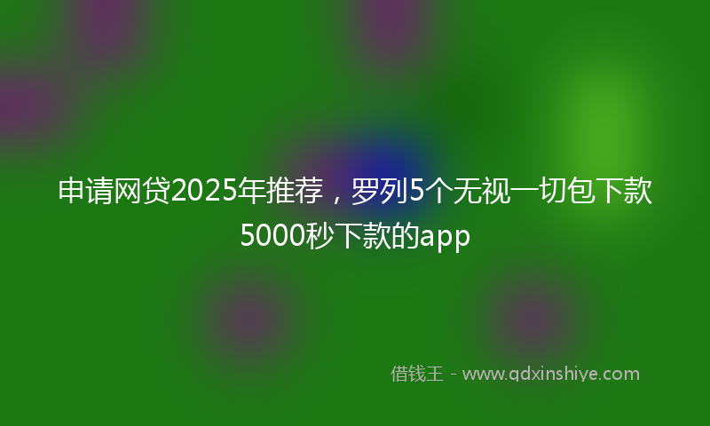 申请网贷2025年推荐，罗列5个无视一切包下款5000秒下款的app