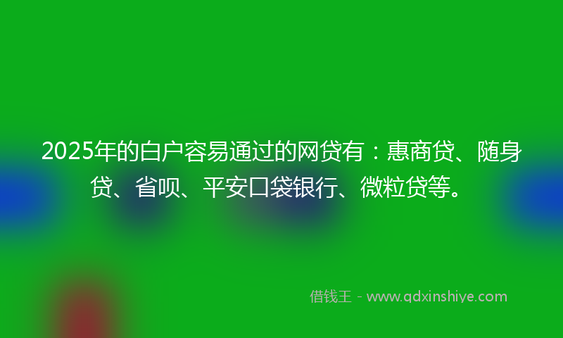 2025年的白户容易通过的网贷有：惠商贷、随身贷、省呗、平安口袋银行、微粒贷等。