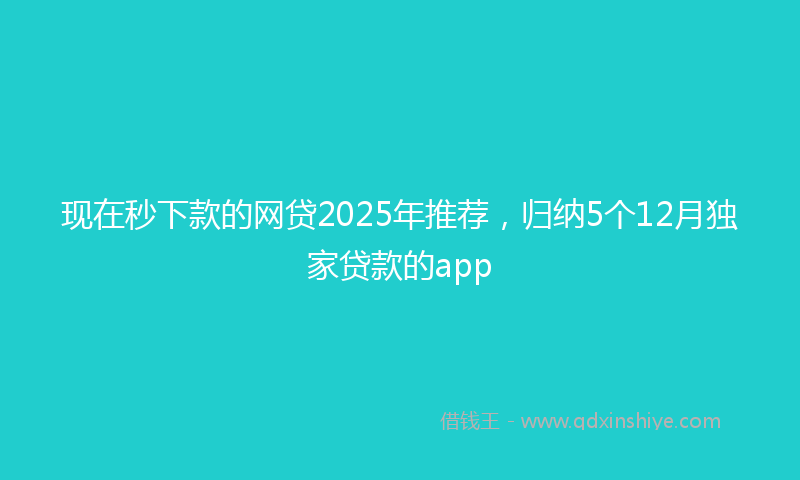 现在秒下款的网贷2025年推荐，归纳5个12月独家贷款的app