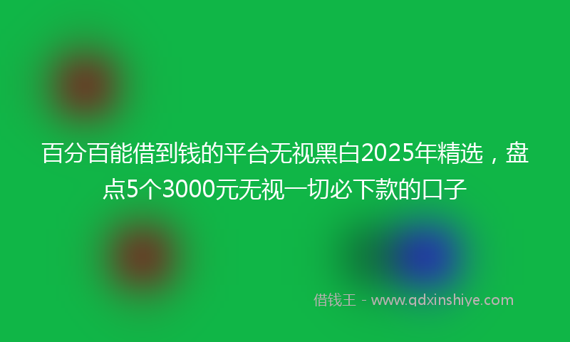 百分百能借到钱的平台无视黑白2025年精选，盘点5个3000元无视一切必下款的口子