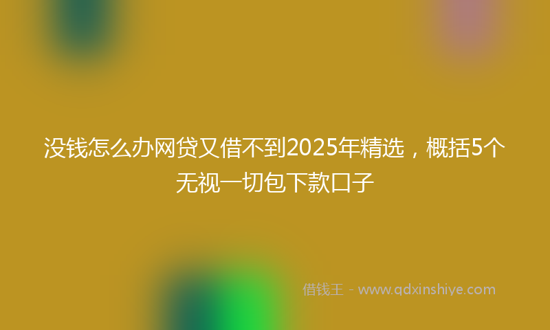 没钱怎么办网贷又借不到2025年精选，概括5个无视一切包下款口子