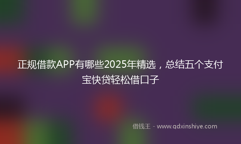 正规借款APP有哪些2025年精选,总结五个支付宝快贷轻松借口子