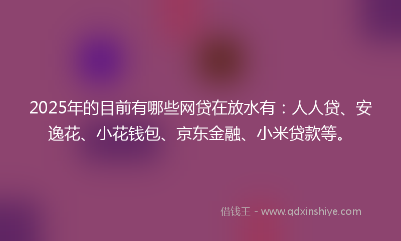 2025年的目前有哪些网贷在放水有：人人贷、安逸花、小花钱包、京东金融、小米贷款等。