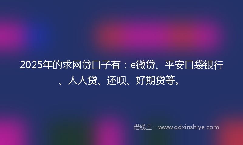 2025年的求网贷口子有：e微贷、平安口袋银行、人人贷、还呗、好期贷等。