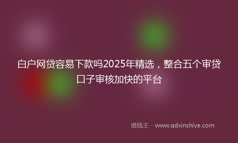 白户网贷容易下款吗2025年精选，整合五个审贷口子审核加快的平台