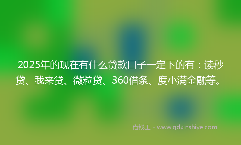 2025年的现在有什么贷款口子一定下的有:读秒贷、我来贷、微粒贷、360借条、度小满金融等。