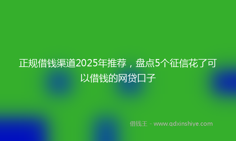 正规借钱渠道2025年推荐，盘点5个征信花了可以借钱的网贷口子