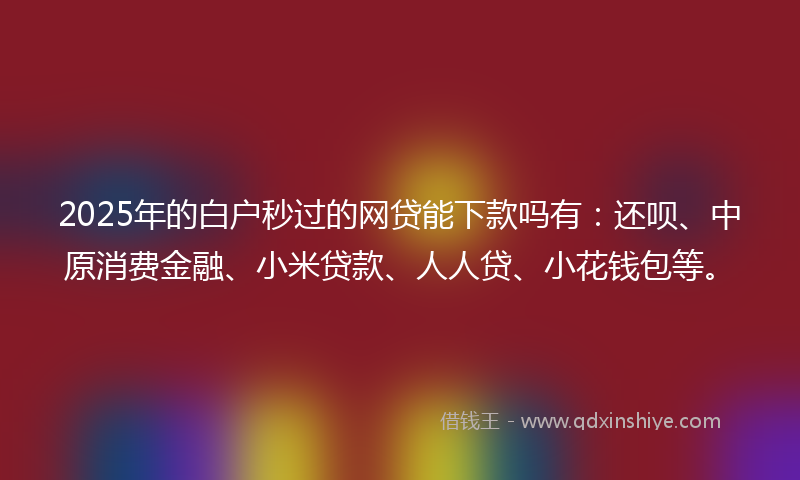 2025年的白户秒过的网贷能下款吗有：还呗、中原消费金融、小米贷款、人人贷、小花钱包等。