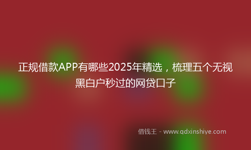 正规借款APP有哪些2025年精选，梳理五个无视黑白户秒过的网贷口子