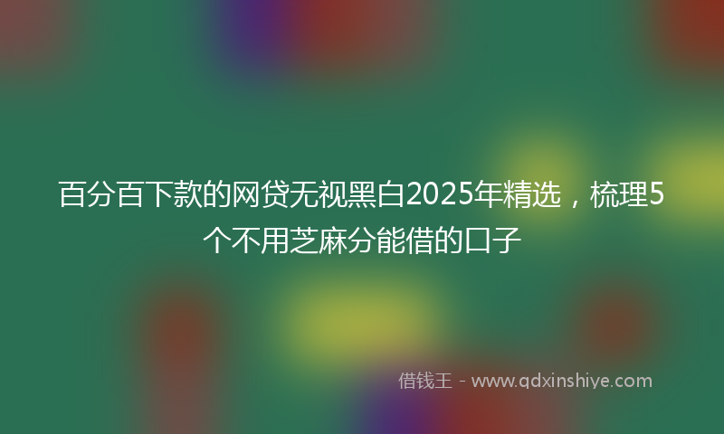 百分百下款的网贷无视黑白2025年精选，梳理5个不用芝麻分能借的口子