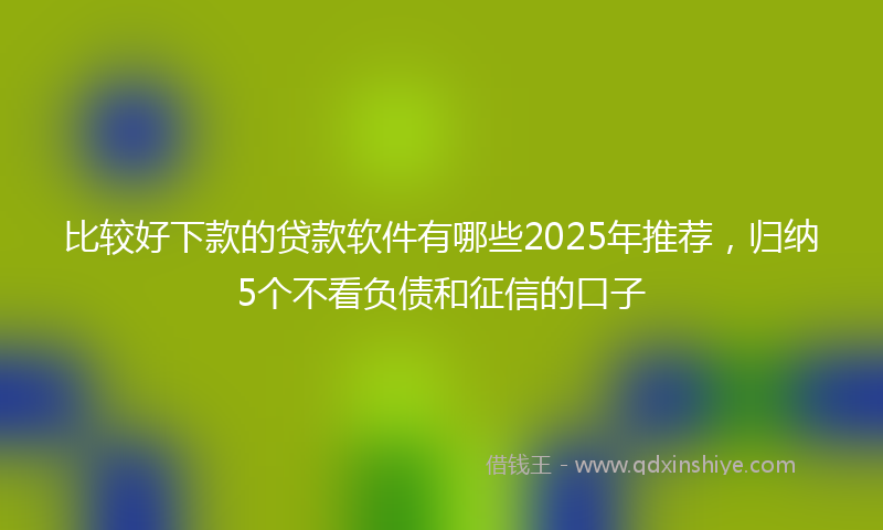 比较好下款的贷款软件有哪些2025年推荐，归纳5个不看负债和征信的口子
