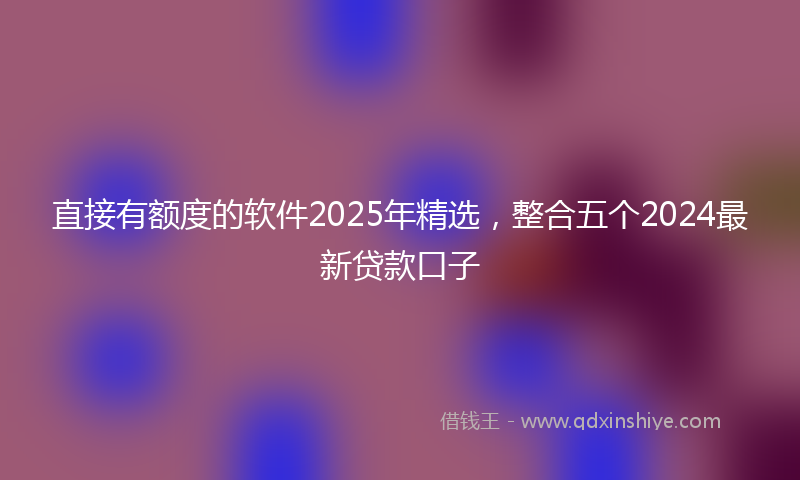 直接有额度的软件2025年精选，整合五个2024最新贷款口子
