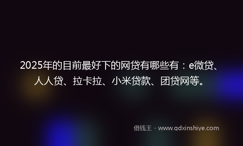 2025年的目前最好下的网贷有哪些有：e微贷、人人贷、拉卡拉、小米贷款、团贷网等。