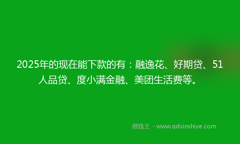 2025年的现在能下款的有：融逸花、好期贷、51人品贷、度小满金融、美团生活费等。