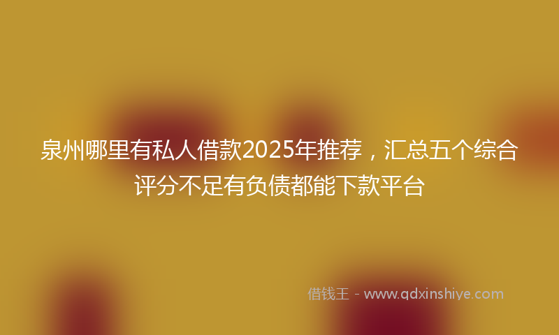 泉州哪里有私人借款2025年推荐，汇总五个综合评分不足有负债都能下款平台