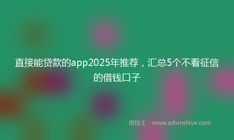 直接能贷款的app2025年推荐，汇总5个不看征信的借钱口子