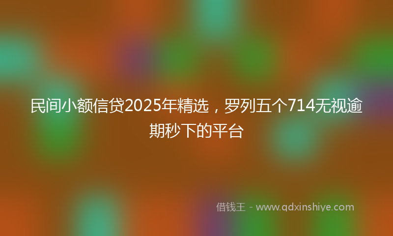 民间小额信贷2025年精选,罗列五个714无视逾期秒下的平台
