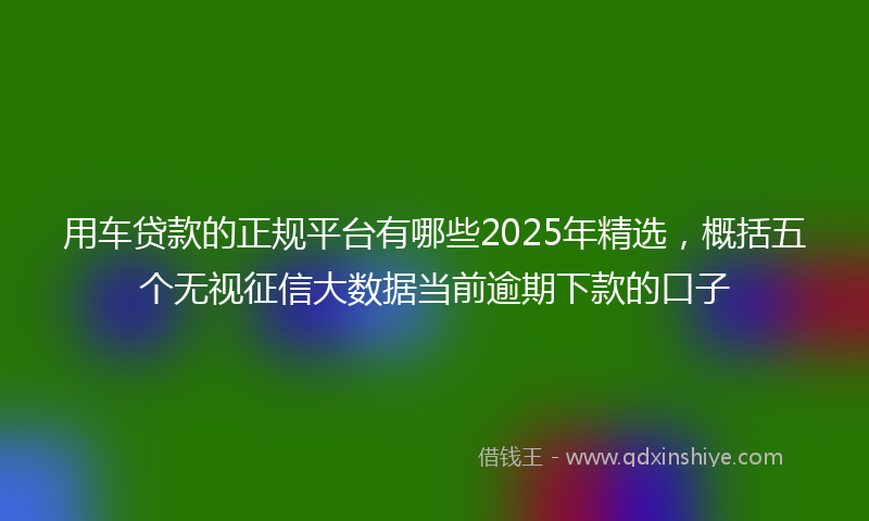 用车贷款的正规平台有哪些2025年精选,概括五个无视征信大数据当前逾期下款的口子