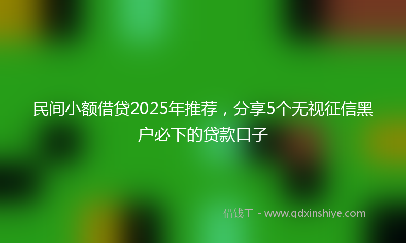 民间小额借贷2025年推荐，分享5个无视征信黑户必下的贷款口子