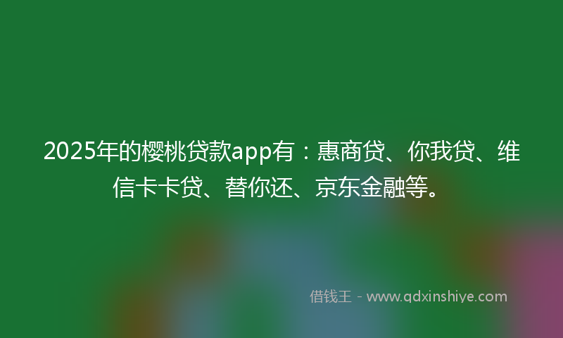 2025年的樱桃贷款app有：惠商贷、你我贷、维信卡卡贷、替你还、京东金融等。