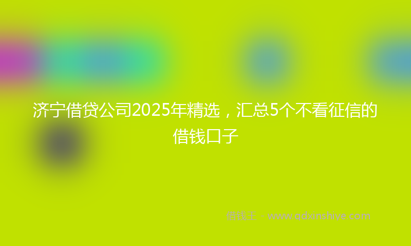 济宁借贷公司2025年精选，汇总5个不看征信的借钱口子