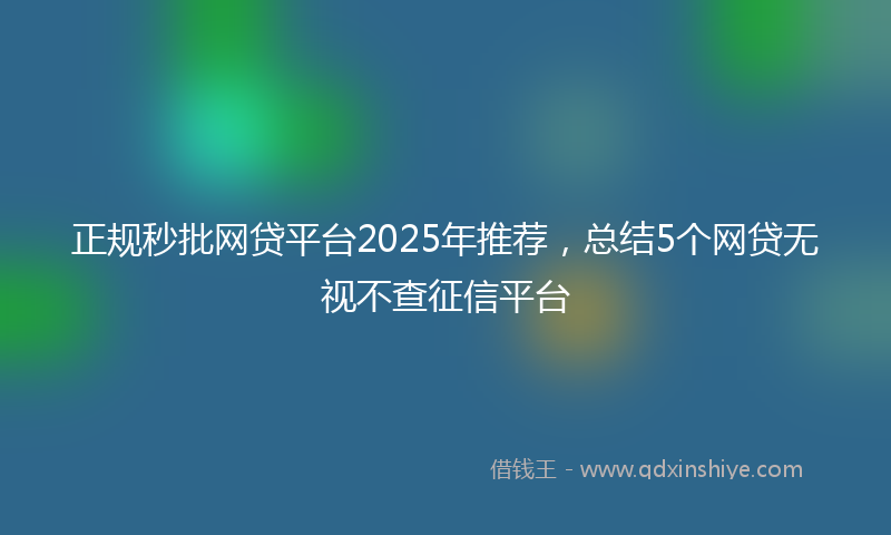 正规秒批网贷平台2025年推荐，总结5个网贷无视不查征信平台
