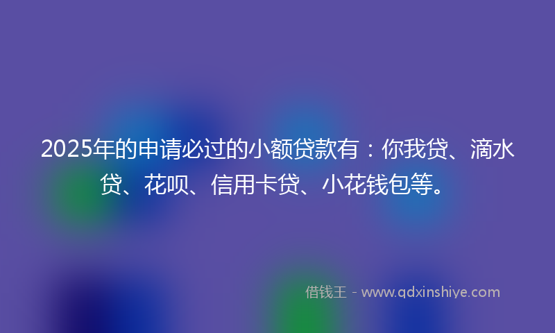2025年的申请必过的小额贷款有：你我贷、滴水贷、花呗、信用卡贷、小花钱包等。