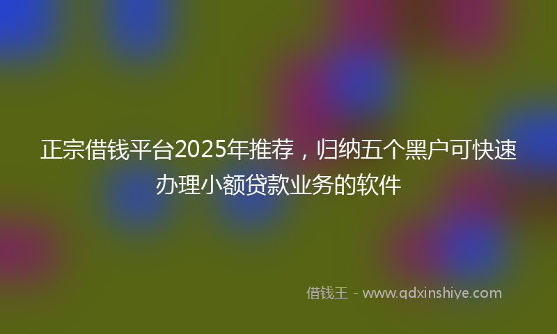正宗借钱平台2025年推荐，归纳五个黑户可快速办理小额贷款业务的软件