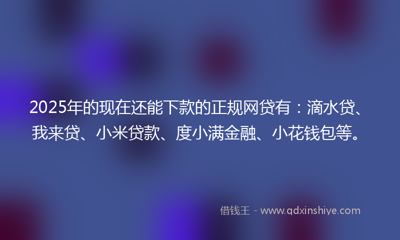 2025年的现在还能下款的正规网贷有：滴水贷、我来贷、小米贷款、度小满金融、小花钱包等。