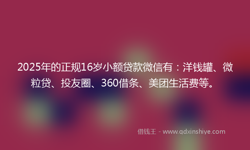 2025年的正规16岁小额贷款微信有：洋钱罐、微粒贷、投友圈、360借条、美团生活费等。