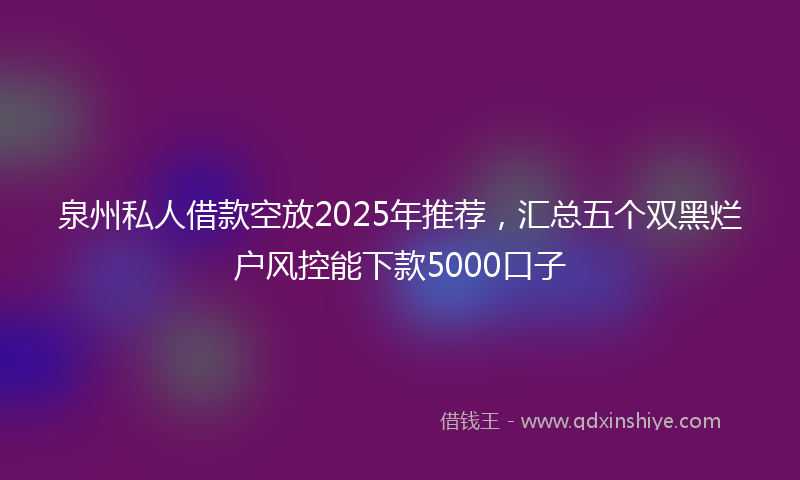 泉州私人借款空放2025年推荐,汇总五个双黑烂户风控能下款5000口子