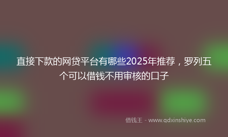 直接下款的网贷平台有哪些2025年推荐，罗列五个可以借钱不用审核的口子